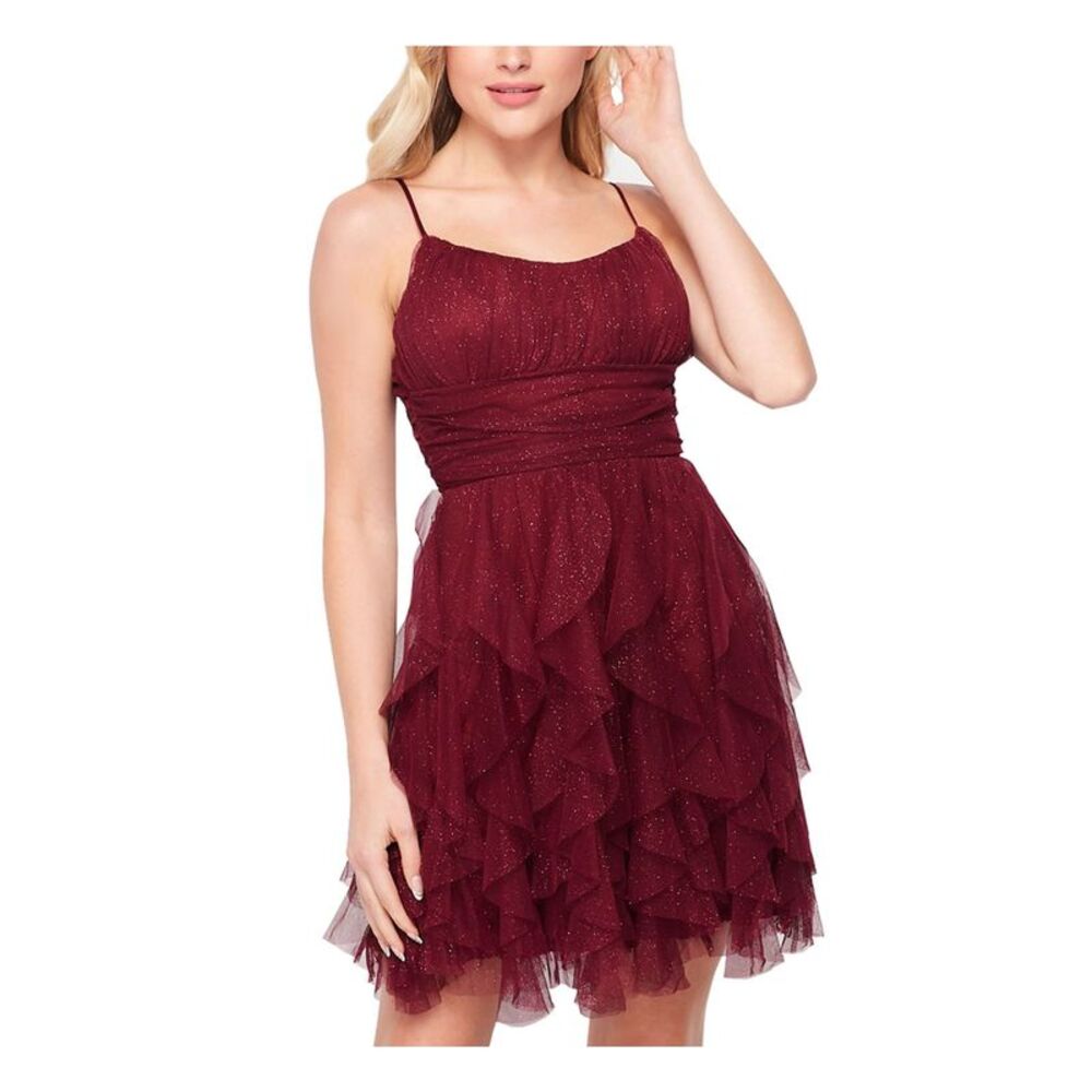 NWT TEEZE ME Womens Mini Dress Burgundy Adjustable Straps Juniors 7\8